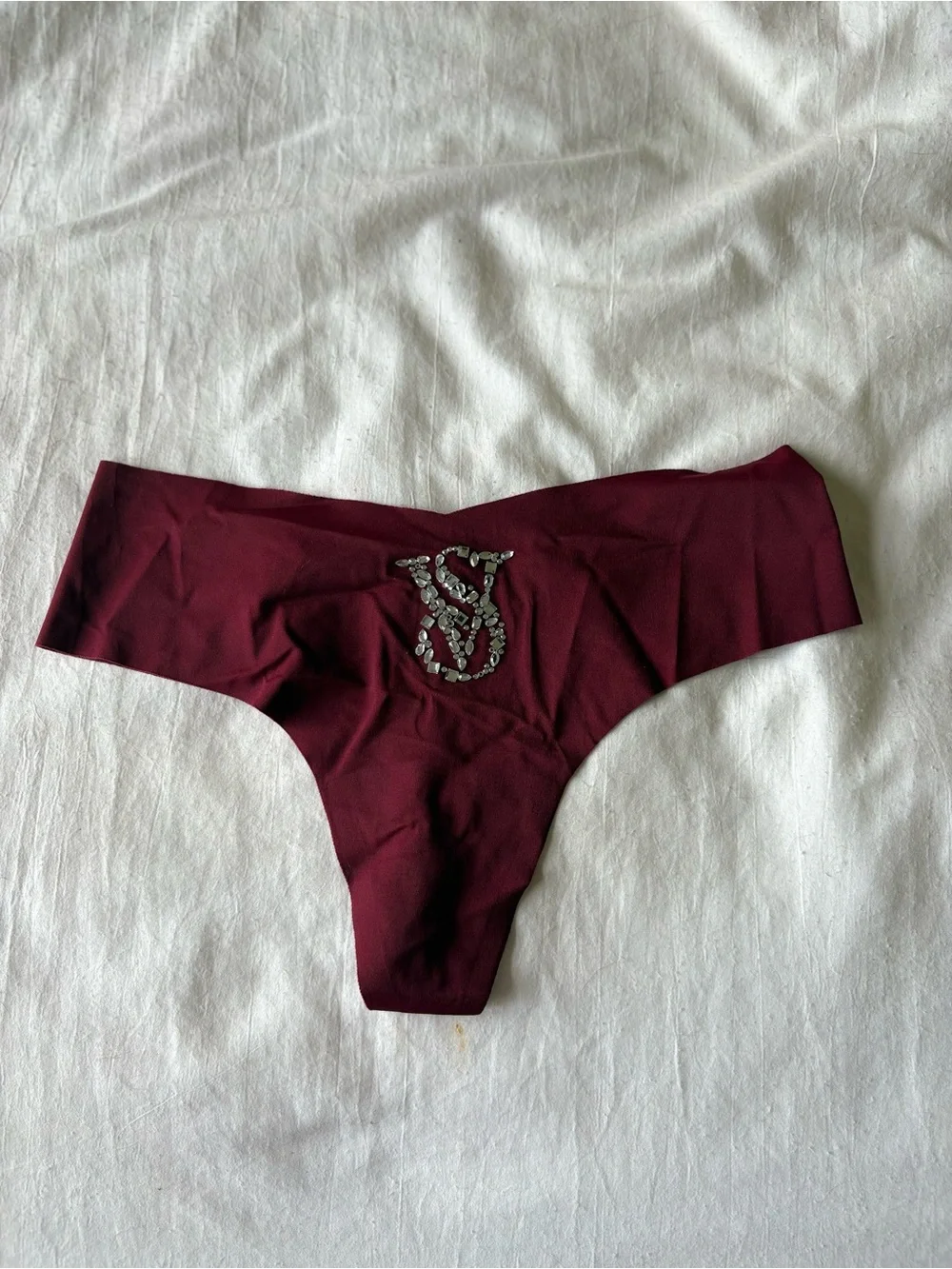Victoria's Secret Seamless Bikini Panty in Burgundy with Rhinestone VS Logo